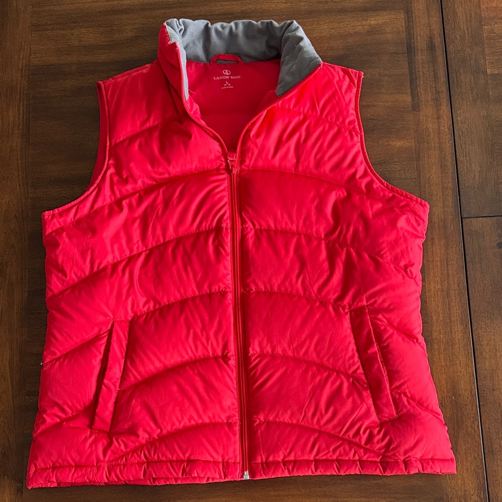 Lands' End Bright Red Quilted Vest